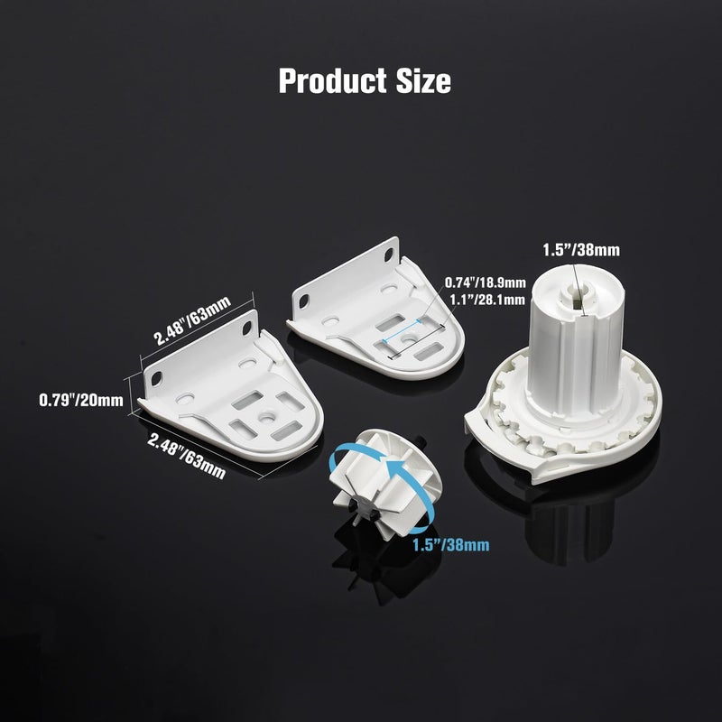 Rollerhouses RHSA38-A 38mm Metal Roller Blind Fittings Repair Parts Kit Brackets Heavy Duty 1.5 Inch/Rollease Skyline Roller Shade Mounting Brackets - Image 2
